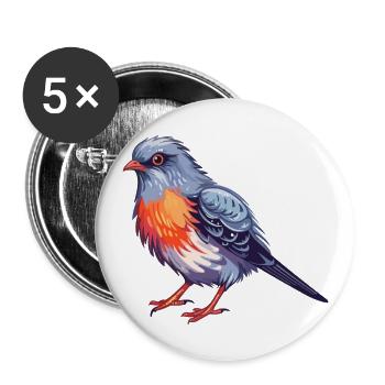 Kuckuck buntes Aquarell Cartoon Kawaii Tier - Buttons groß 56 mm (5er Pack) - Weiß - Vorne