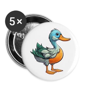 Canard Aquarelle Colorée Dessin Animé Kawaii Animal - Lot de 5 grands badges (56 mm) - blanc - Devant