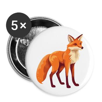 Fuchs Buntes Aquarell Cartoon Kawaii Tier - Buttons groß 56 mm (5er Pack) - Weiß - Vorne