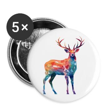 Hirsch buntes Aquarell Cartoon Kawaii Tier - Buttons groß 56 mm (5er Pack) - Weiß - Vorne