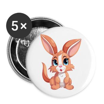 Hase buntes Aquarell Cartoon Kawaii Tier - Buttons groß 56 mm (5er Pack) - Weiß - Vorne