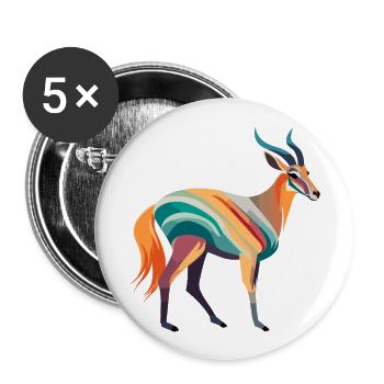 Antelope Colorful Watercolor Cartoon Kawaii Animal - Buttons large 2.2''/56 mm (5-pack) - white - Front