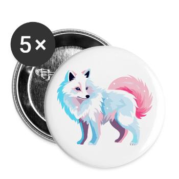 Arktisfuchs Bunte Aquarell-Karikatur Kawaii Anim - Buttons groß 56 mm (5er Pack) - Weiß - Vorne
