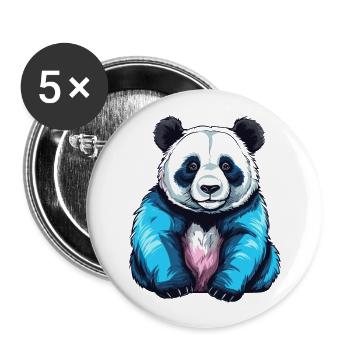 Panda Colorful Watercolor Cartoon Kawaii Animal - Buttons large 2.2''/56 mm (5-pack) - white - Front