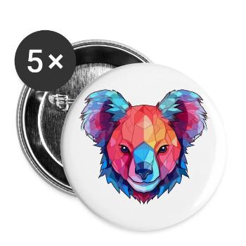 Koala Buntes Aquarell Cartoon Kawaii Tier - Buttons groß 56 mm (5er Pack) - Weiß - Vorne
