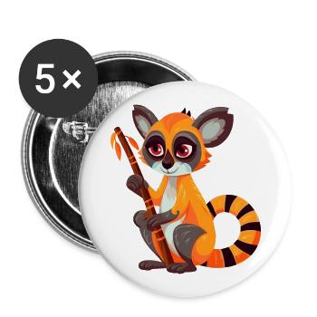 Lemur Colorful Watercolor Cartoon Kawaii Animal - Buttons large 2.2''/56 mm (5-pack) - white - Front