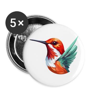 Colibri Oiseau Coloré Aquarelle Dessin Animé Kawaii An - Lot de 5 grands badges (56 mm) - blanc - Devant