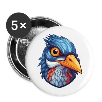 Kuckuck buntes Aquarell Cartoon Kawaii Tier - Buttons groß 56 mm (5er Pack) - Weiß - Vorne