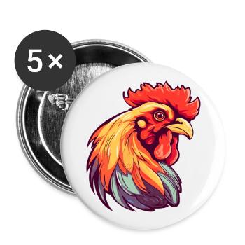 Chicken Colorful Watercolor Cartoon Kawaii Animal - Buttons large 2.2''/56 mm (5-pack) - white - Front