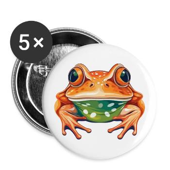Frosch buntes Aquarell Cartoon Kawaii Tier - Buttons groß 56 mm (5er Pack) - Weiß - Vorne