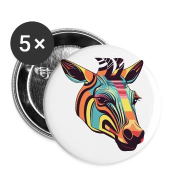 Okapi Colorful Watercolor Cartoon Kawaii Animal - Buttons large 2.2''/56 mm (5-pack) - white - Front