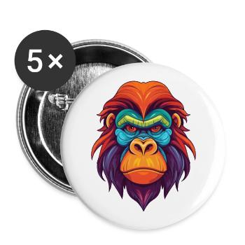 Orangutan Colorful Watercolor Cartoon Kawaii Anima - Buttons large 2.2''/56 mm (5-pack) - white - Front