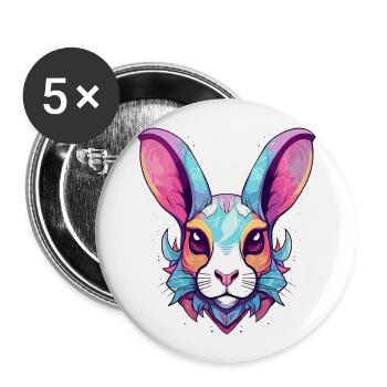 Hase buntes Aquarell Cartoon Kawaii Tier - Buttons groß 56 mm (5er Pack) - Weiß - Vorne