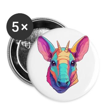 Aardvark Aquarelle Colorée Dessin Animé Kawaii Animal - Lot de 5 grands badges (56 mm) - blanc - Devant