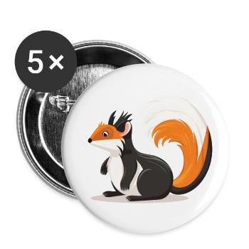 Skunk Aquarelle Colorée Dessin Animé Kawaii Animal - Lot de 5 grands badges (56 mm) - blanc - Devant