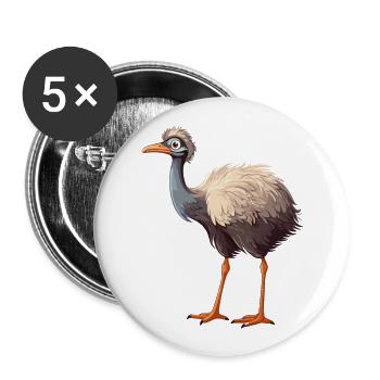 Ostrich Colorful Watercolor Cartoon Kawaii Animal - Buttons large 2.2''/56 mm (5-pack) - white - Front