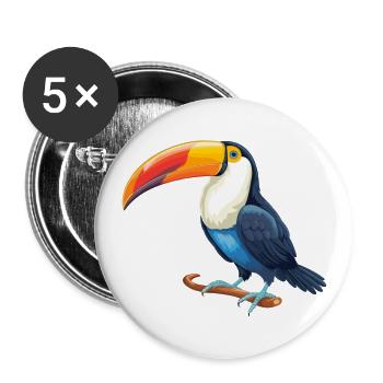 Toucan Colorful Watercolor Cartoon Kawaii Animal - Buttons large 2.2''/56 mm (5-pack) - white - Front
