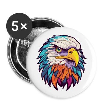 Adler Buntes Aquarell Cartoon Kawaii Tier - Buttons groß 56 mm (5er Pack) - Weiß - Vorne