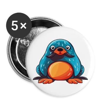 Mole Colorful Watercolor Cartoon Kawaii Animal - Buttons large 2.2''/56 mm (5-pack) - white - Front