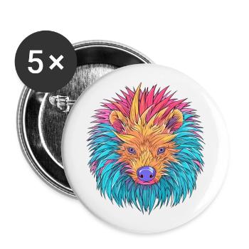 Stachelschwein Bunte Aquarell-Karikatur Kawaii Anima - Buttons groß 56 mm (5er Pack) - Weiß - Vorne