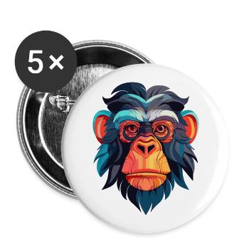Bonobo Colorful Watercolor Cartoon Kawaii Animal - Buttons large 2.2''/56 mm (5-pack) - white - Front