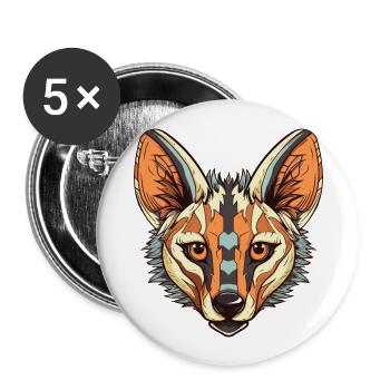 Aardwolf Aquarelle Colorée Dessin Animé Kawaii Animal - Lot de 5 grands badges (56 mm) - blanc - Devant