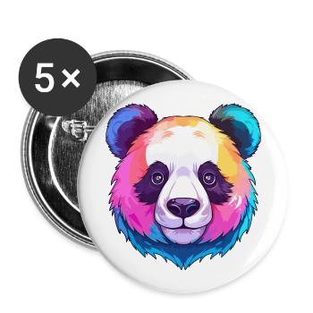 Panda Colorful Watercolor Cartoon Kawaii Animal - Buttons large 2.2''/56 mm (5-pack) - white - Front