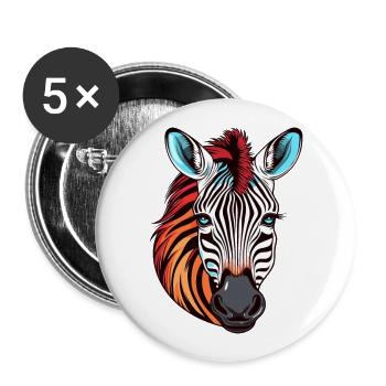 Zebra Colorful Watercolor Cartoon Kawaii Animal - Buttons large 2.2''/56 mm (5-pack) - white - Front
