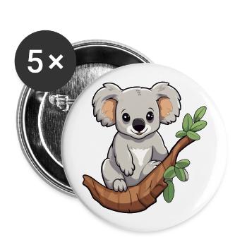 Koala Cute Cartoon Kawaii Watercolor Animal Pet - Buttons large 2.2''/56 mm (5-pack) - white - Front