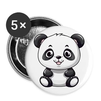 Panda Niedliche Karikatur Kawaii Aquarell Tier Haustier - Buttons groß 56 mm (5er Pack) - Weiß - Vorne