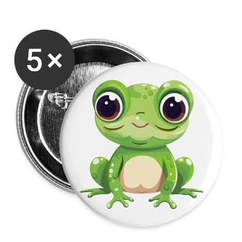 Grenouille Mignon Dessin Animé Kawaii Aquarelle Animal De Compagnie - Lot de 5 grands badges (56 mm) - blanc - Devant