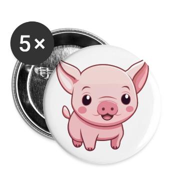 Cochon Mignon Dessin Animé Kawaii Aquarelle Animal De Compagnie - Lot de 5 grands badges (56 mm) - blanc - Devant