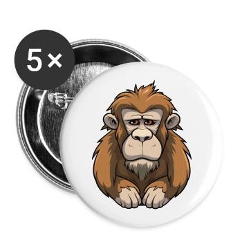 Babouin Mignon Dessin Animé Kawaii Aquarelle Animal De Compagnie - Lot de 5 grands badges (56 mm) - blanc - Devant