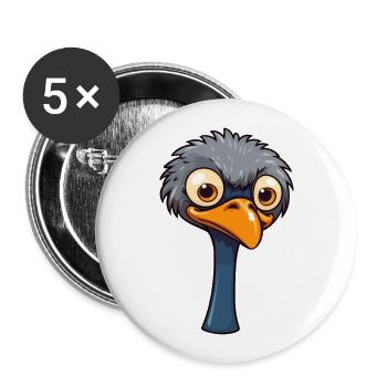 Ostrich Cute Cartoon Kawaii Watercolor Animal Pet - Buttons large 2.2''/56 mm (5-pack) - white - Front