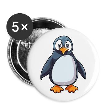 Pinguin Niedliche Karikatur Kawaii Aquarell Tier Haustier - Buttons groß 56 mm (5er Pack) - Weiß - Vorne