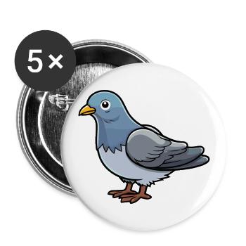 Pigeon Cute Cartoon Kawaii Watercolor Animal Pet - Buttons large 2.2''/56 mm (5-pack) - white - Front