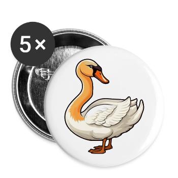 Schwan Niedliche Karikatur Kawaii Aquarell Tier Haustier - Buttons groß 56 mm (5er Pack) - Weiß - Vorne