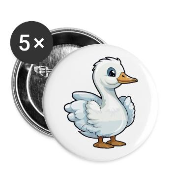 Goose Cute Cartoon Kawaii Watercolor Animal Pet - Buttons large 2.2''/56 mm (5-pack) - white - Front