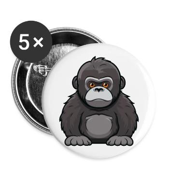 Gorilla Cute Cartoon Kawaii Watercolor Animal Pet - Buttons large 2.2''/56 mm (5-pack) - white - Front