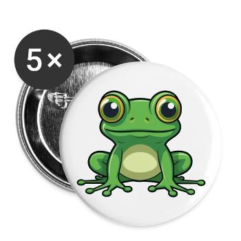 Grenouille Mignon Dessin Animé Kawaii Aquarelle Animal De Compagnie - Lot de 5 grands badges (56 mm) - blanc - Devant