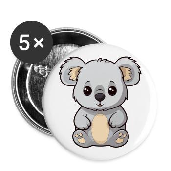 Koala Cute Cartoon Kawaii Watercolor Animal Pet - Buttons large 2.2''/56 mm (5-pack) - white - Front