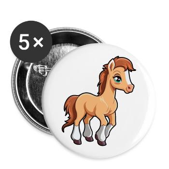 Pferd niedliche Karikatur Kawaii Aquarell Tier Haustier - Buttons groß 56 mm (5er Pack) - Weiß - Vorne