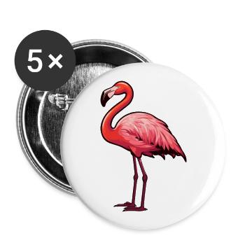 Flamant rose mignon dessin animé kawaii aquarelle animal animal de compagnie - Lot de 5 grands badges (56 mm) - blanc - Devant
