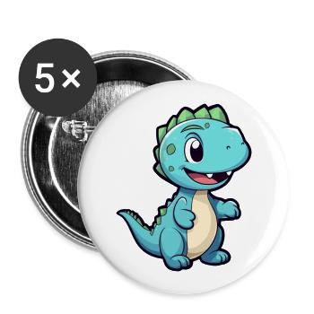 Dinosaurier niedliche Karikatur Kawaii Aquarell Tier Haustier - Buttons groß 56 mm (5er Pack) - Weiß - Vorne