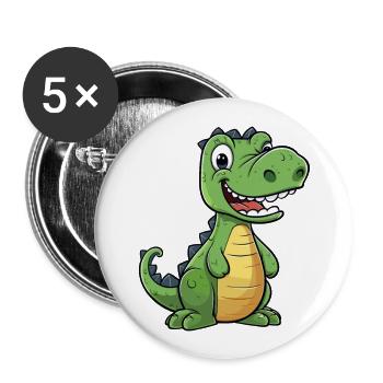 Krokodil Niedliche Karikatur Kawaii Aquarell Tier P - Buttons groß 56 mm (5er Pack) - Weiß - Vorne