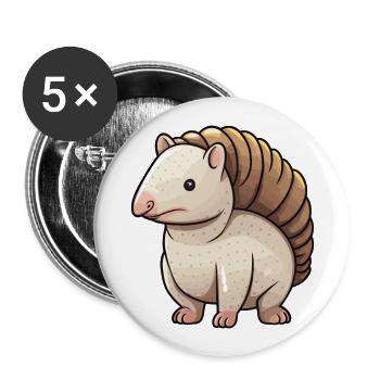 Armadillo Cute Cartoon Kawaii Watercolor Animal Pe - Buttons large 2.2''/56 mm (5-pack) - white - Front