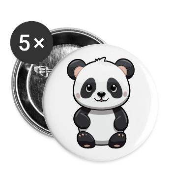 Panda Niedliche Karikatur Kawaii Aquarell Tier Haustier - Buttons groß 56 mm (5er Pack) - Weiß - Vorne