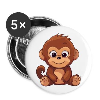 Orang-outan mignon dessin animé kawaii aquarelle Animal Pe - Lot de 5 grands badges (56 mm) - blanc - Devant