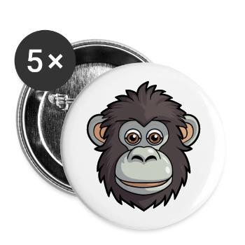 Babouin Mignon Dessin Animé Kawaii Aquarelle Animal De Compagnie - Lot de 5 grands badges (56 mm) - blanc - Devant