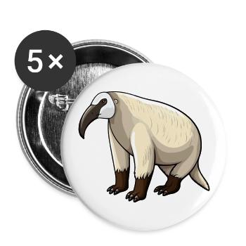 Anteater Cute Cartoon Kawaii Watercolor Animal Pet - Buttons large 2.2''/56 mm (5-pack) - white - Front